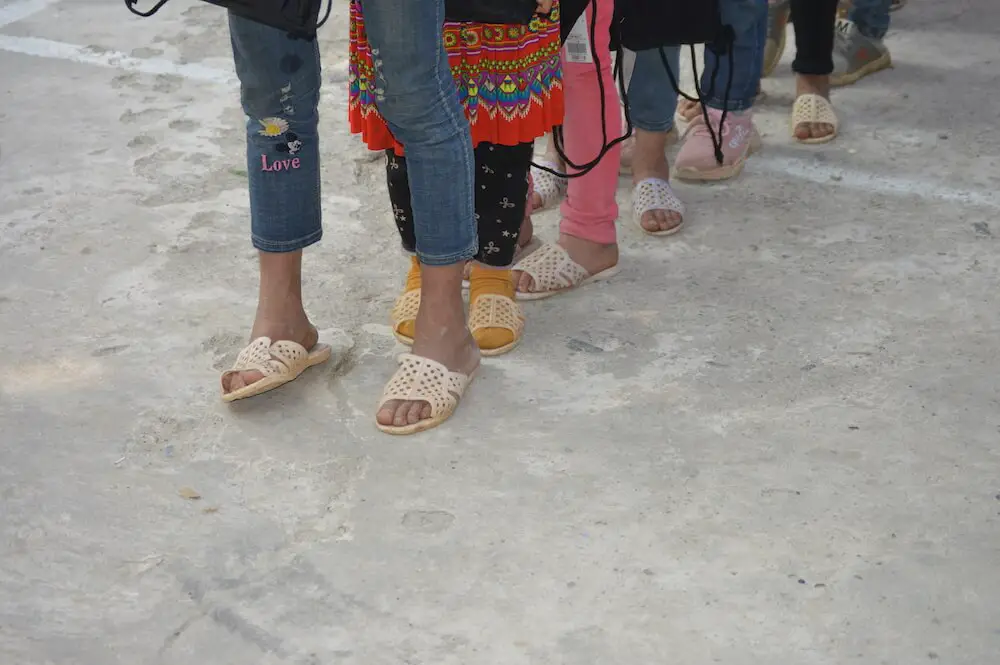 Children in bare feet
